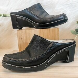 Docker's Leather Wedge Heel Mules Slides‎ Womens Size 7.5M